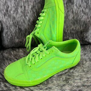 Old School Vans Neon Green checkered Size 9 Men's 10.5 Women's